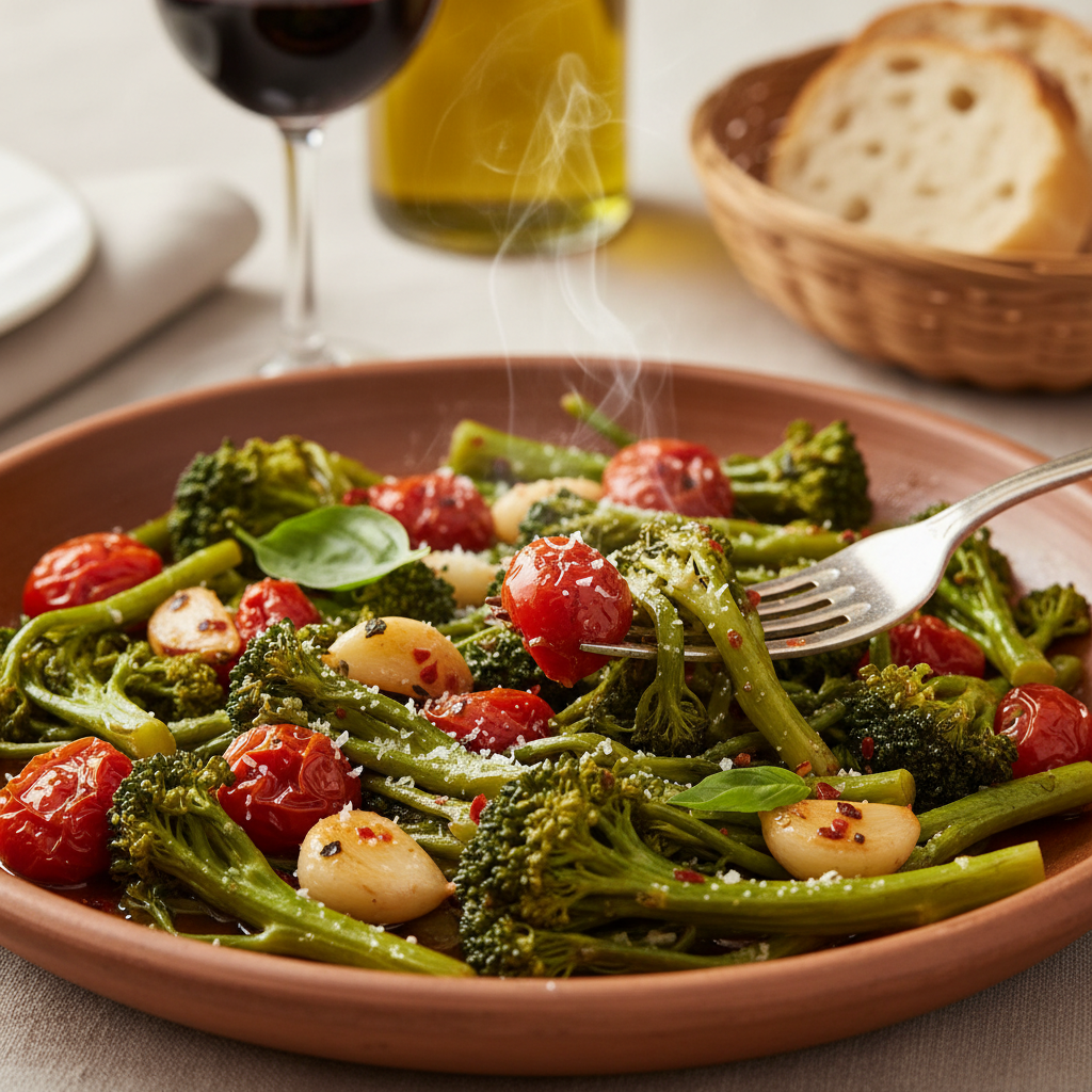 Broccoletti, Pomodoro e Aglio Romano
