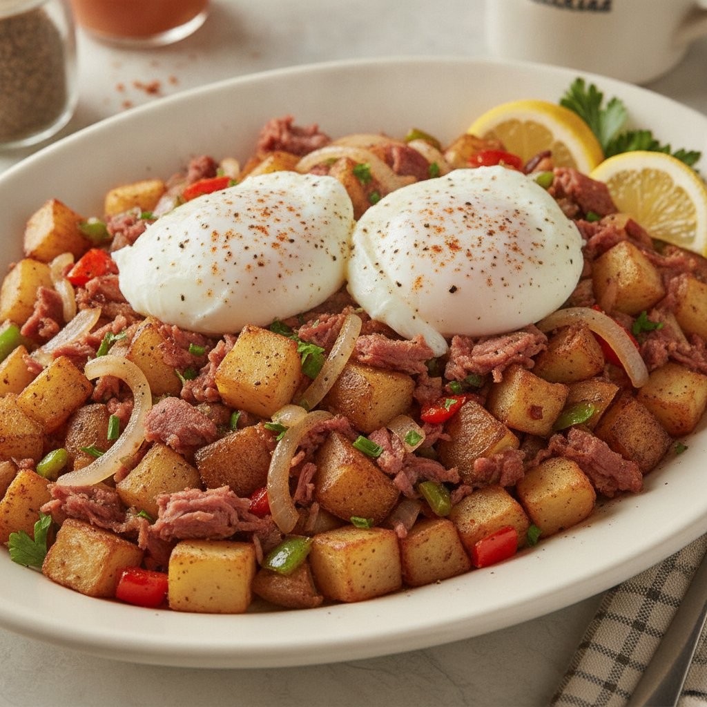 Corned Beef Hash and Eggs (Low-Calorie)