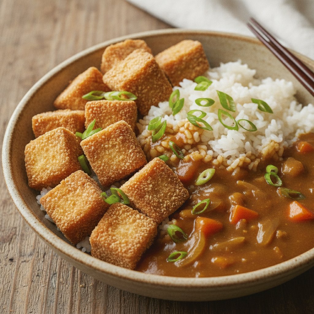 Fried Tofu Curry Rice Bowl