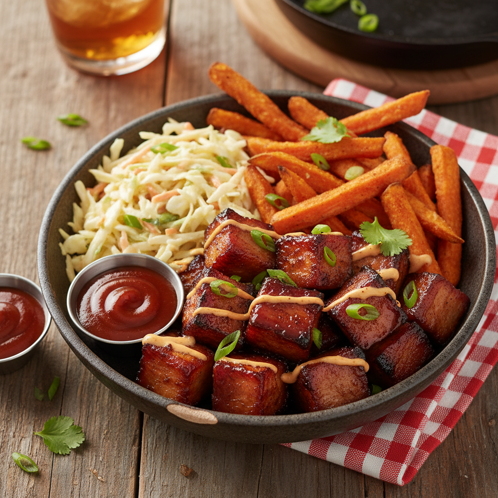 Texas Grilled BBQ Pork Belly Burnt Ends Bowl