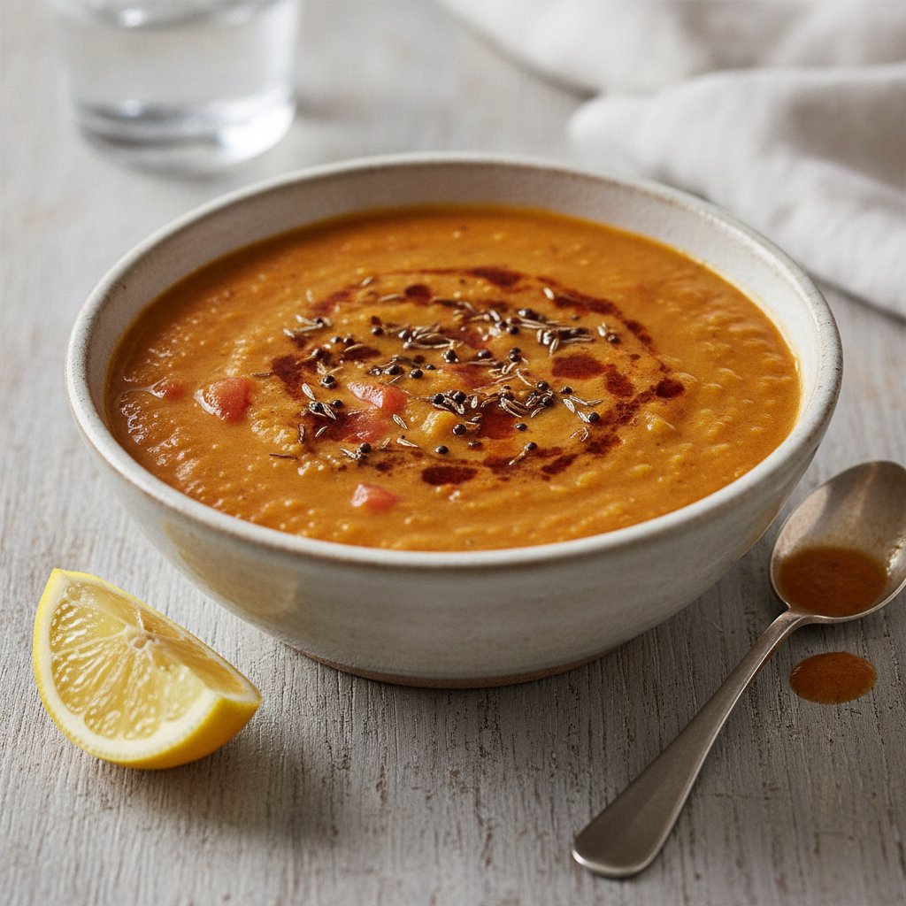 Red Lentil Soup with Fried Spices (Low-Calorie)