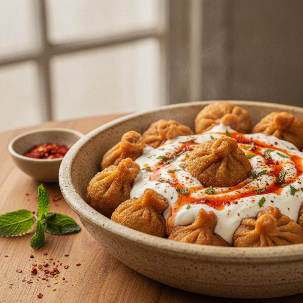 Fried Meat Dumplings in Yogurt