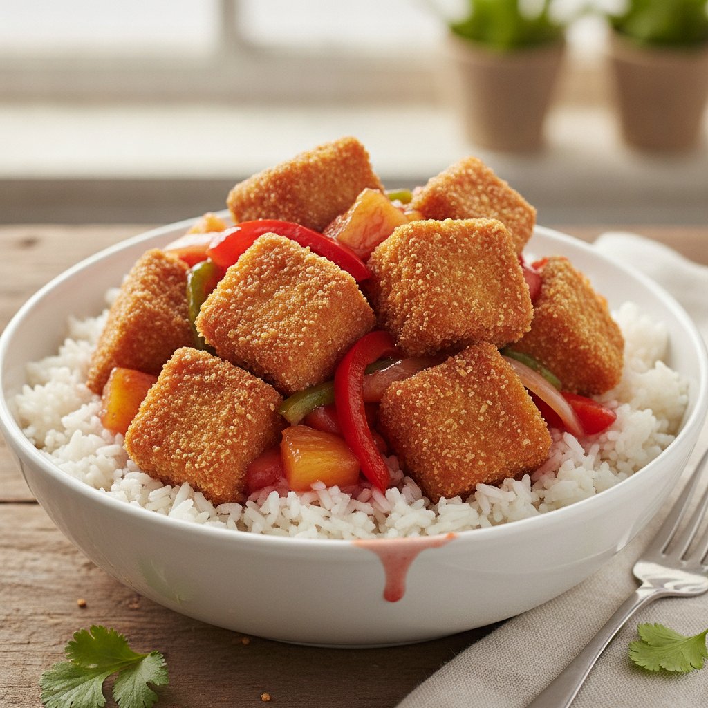 Sweet and Sour Crispy Tofu Cubes