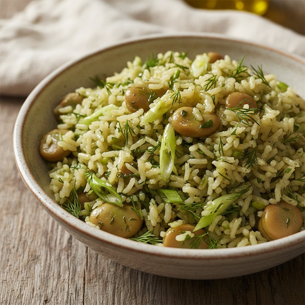 Herbed Rice with Fava Beans and Dill (Low-Chol)