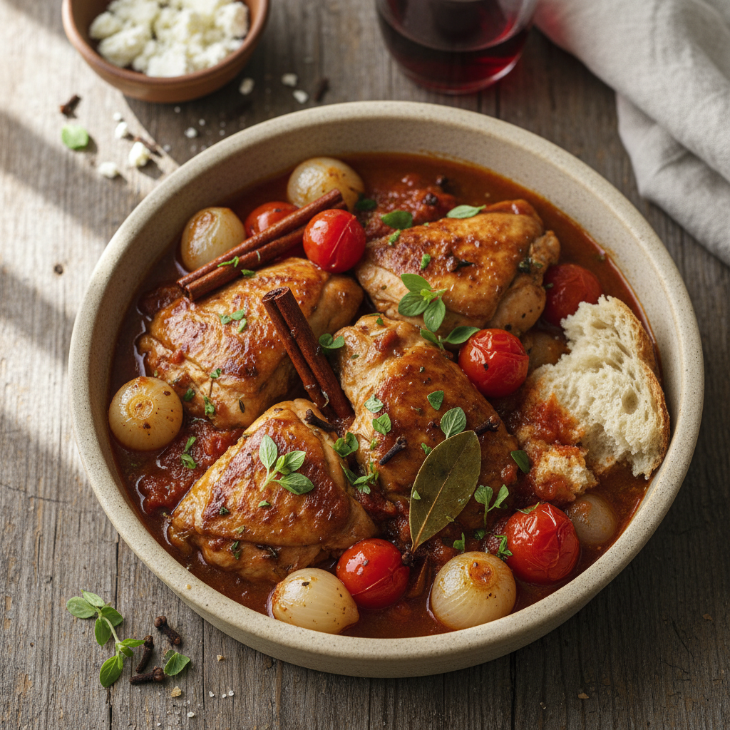 Braised Chicken with Spiced Onions — Chicken Stifado
