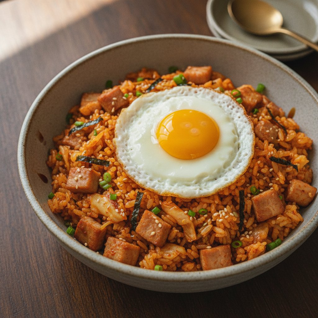 Korean Fried Rice with Fermented Cabbage