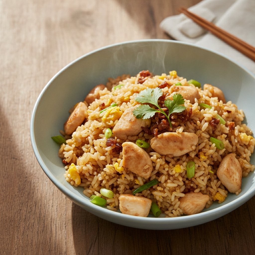 Salted Fish Chicken Fried Rice (Low-Calorie)