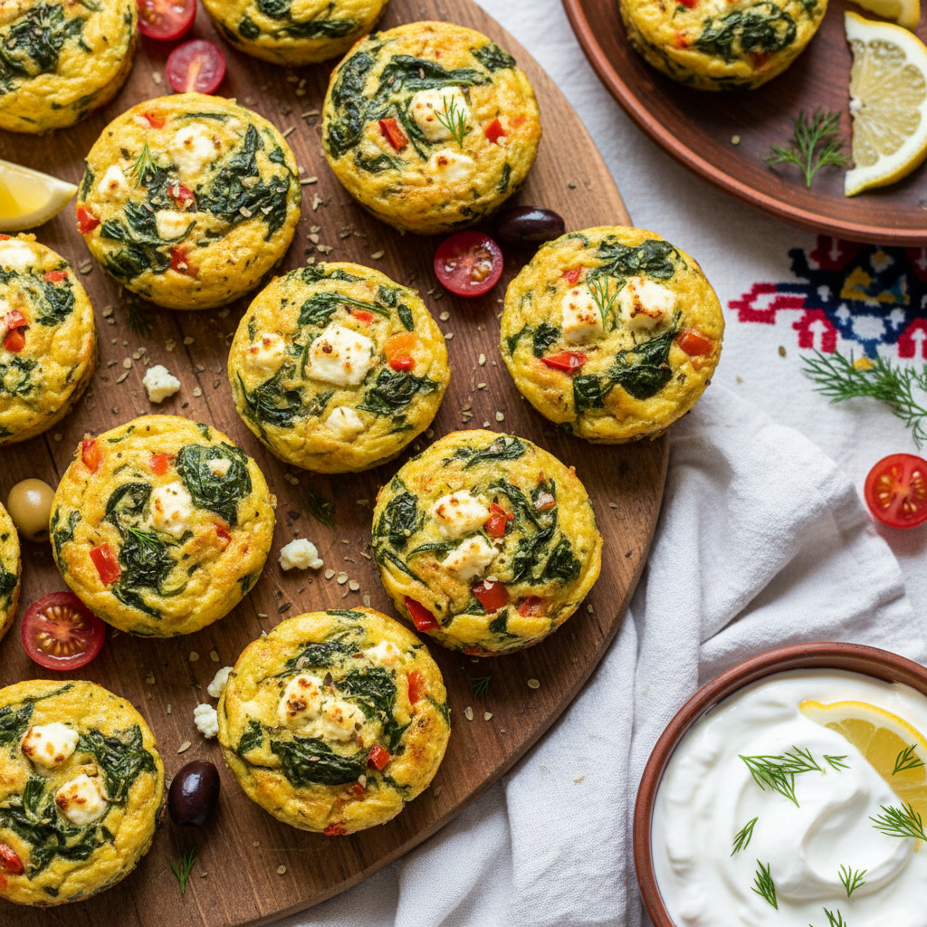 Baked Greek Spinach Feta Frittata Bites