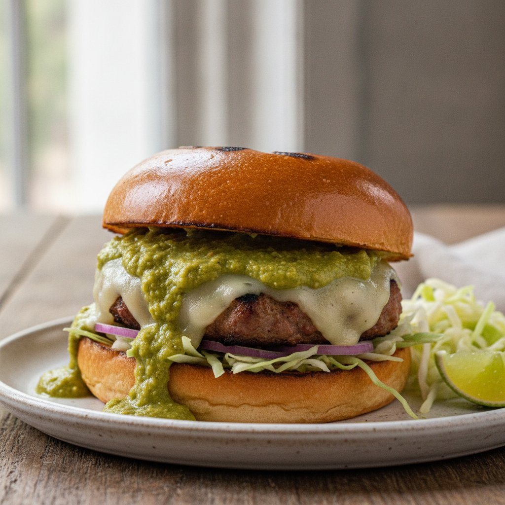 Grilled Turkey Burger with Green Sauce