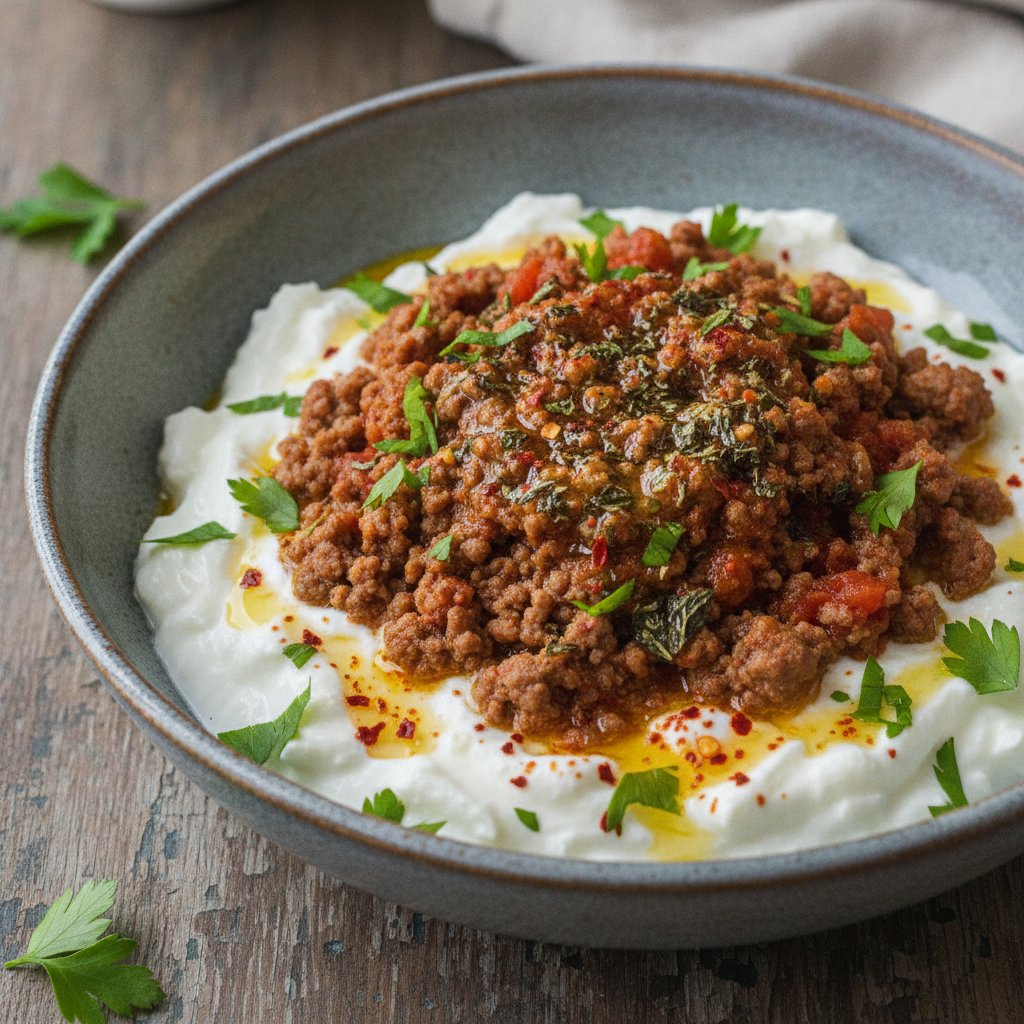 Yogurt Rice Bowl with Spiced Beef