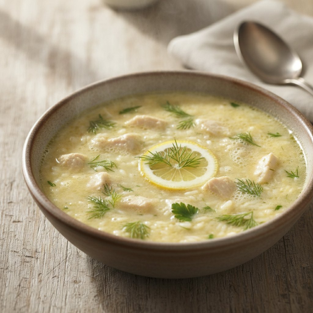 Greek Lemon Chicken Soup with Rice (Low-Calorie)