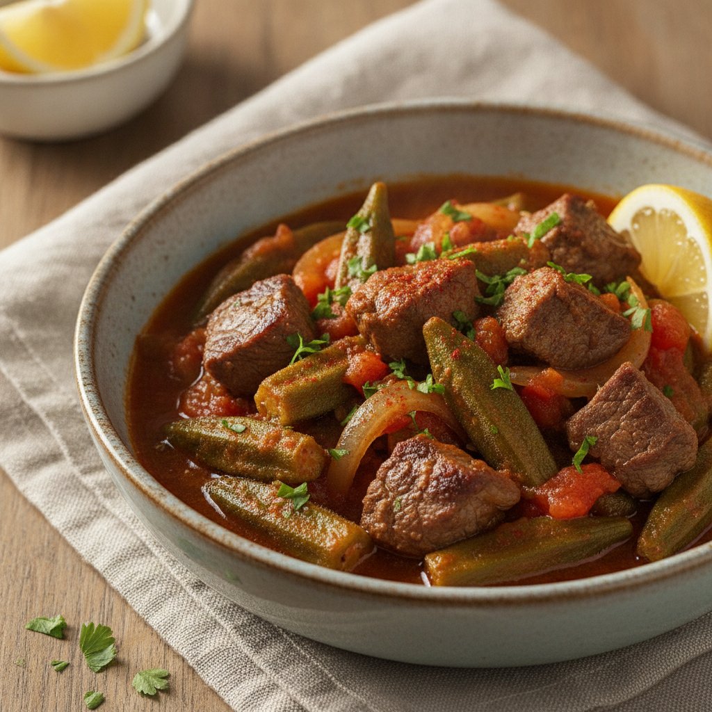 Okra and Beef Stew (Low-Calorie)
