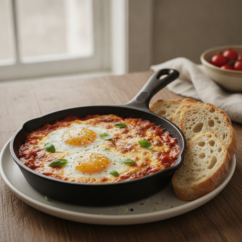 Baked Eggs with Tomato and Cheese