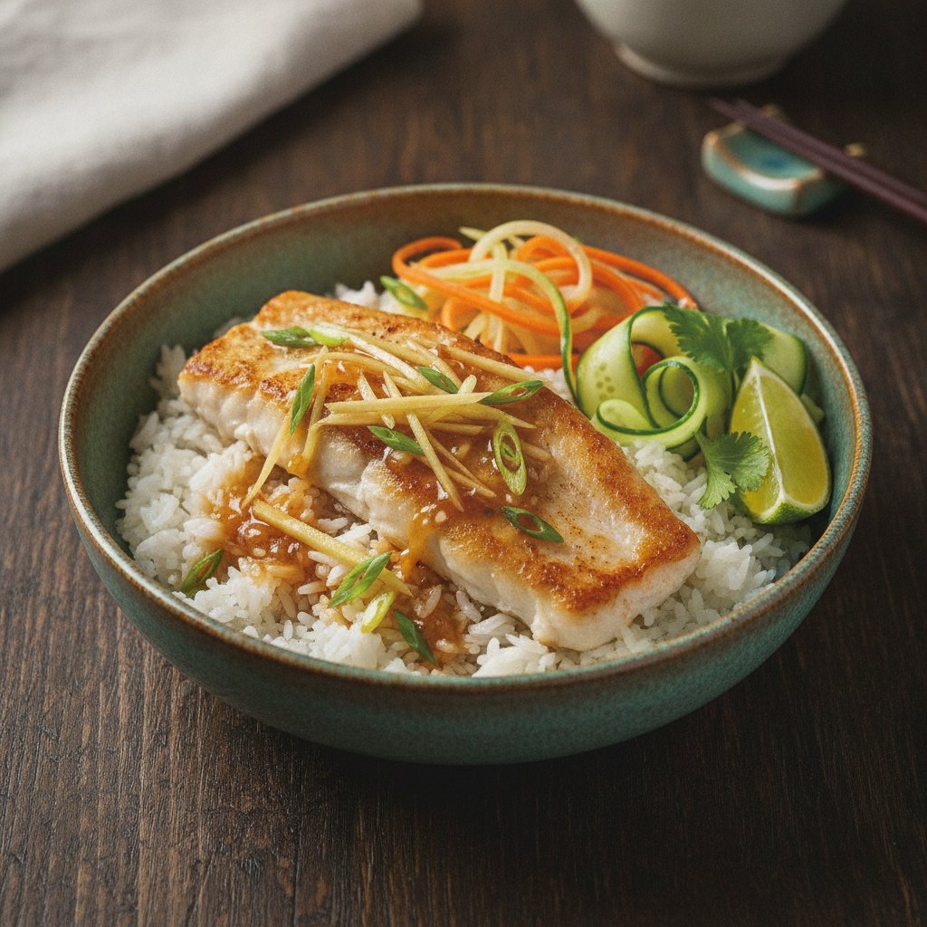 Ginger Fish Rice Bowl (Low-Chol)
