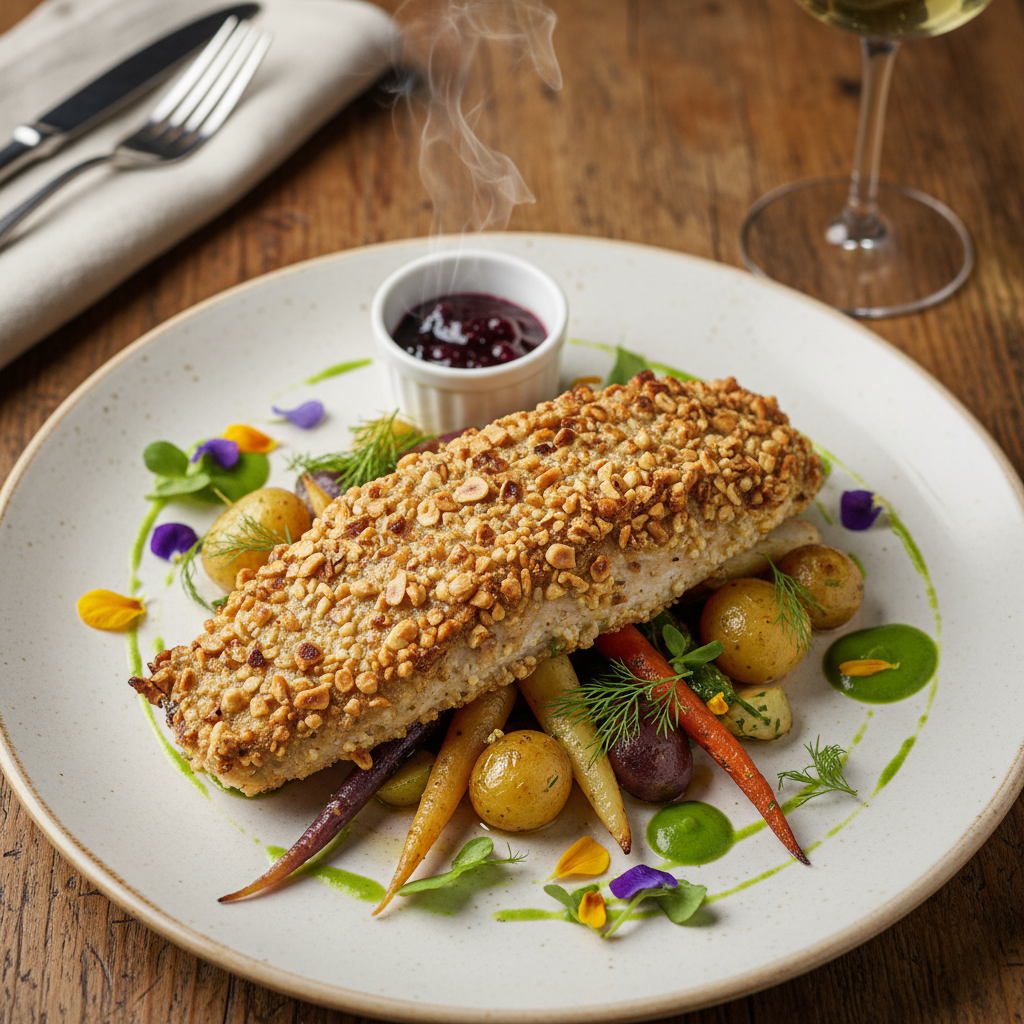 Oregon Hazelnut Crusted Trout Plate