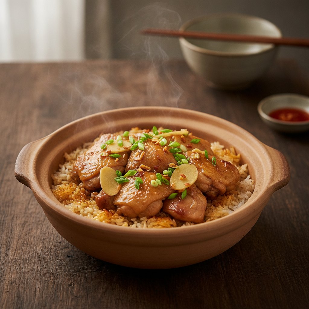 Sizzling Clay Pot Chicken Rice (Low-Calorie)