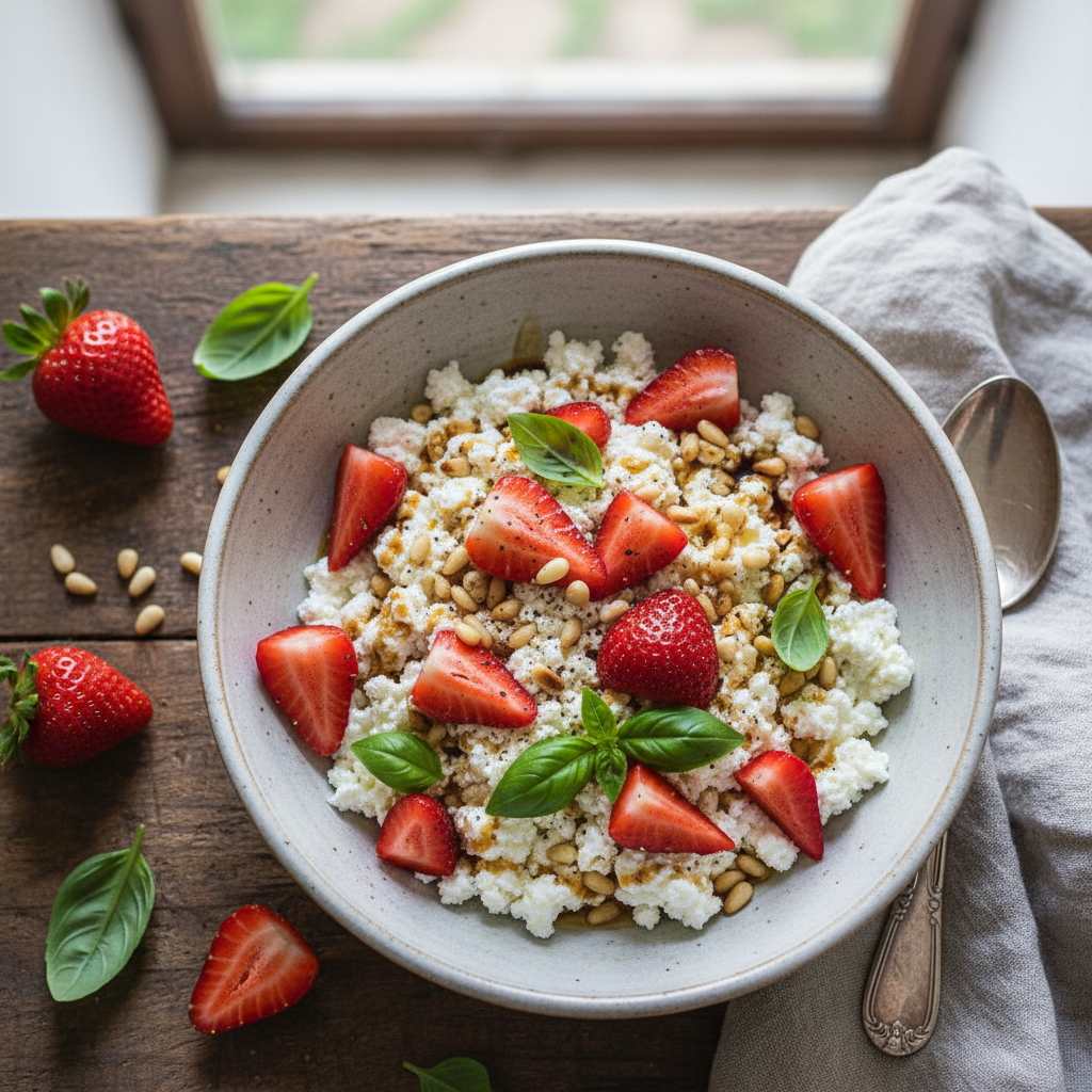 Cottage Cheese Strawberry Basil Bowl
