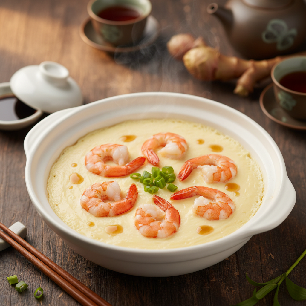 Cantonese Steamed Egg with Shrimp