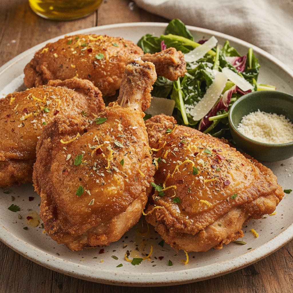 Fried Chicken Thighs Southern Italian Style