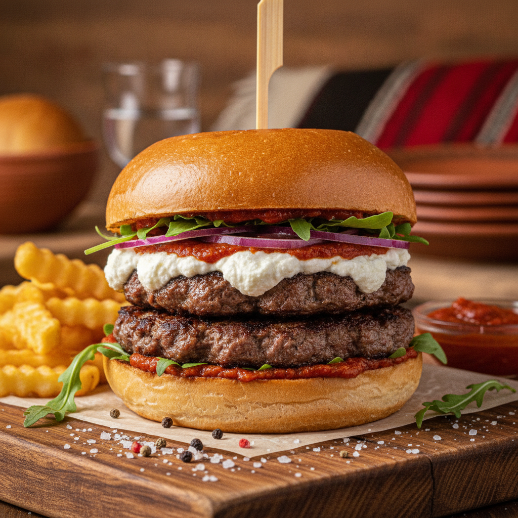 Balkan Smashburger with Ajvar and Kajmak — Balkan Smashburger Ajvar