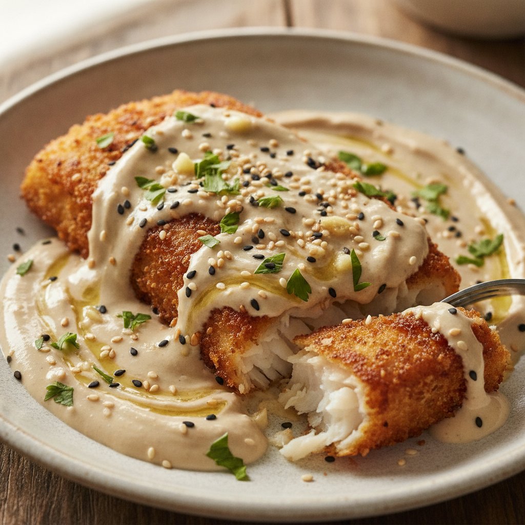 Fried Fish with Sesame Sauce
