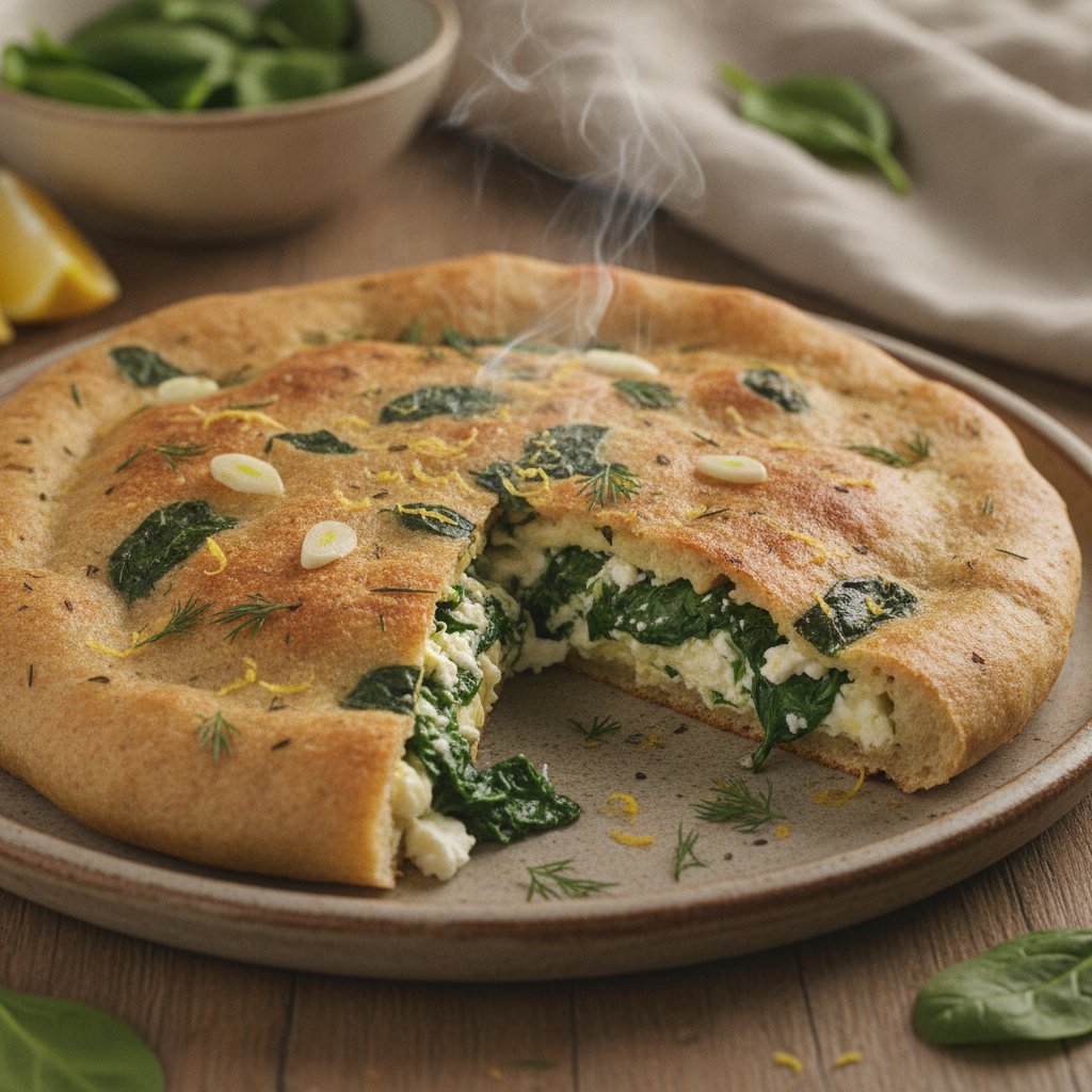 Spinach and Cheese Stuffed Flatbread (Low-Calorie)