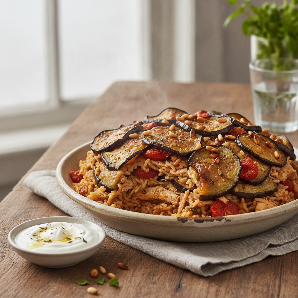 Layered Eggplant and Rice Bake
