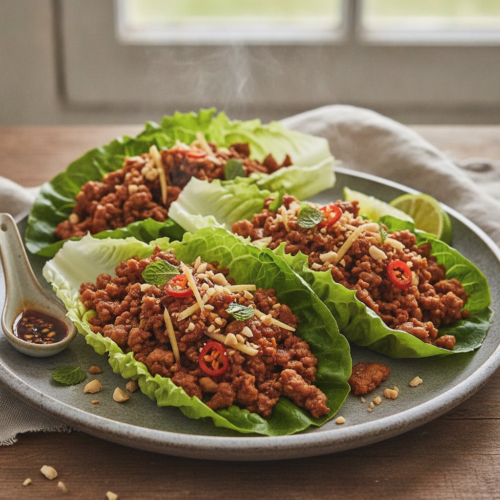 Thai Spiced Pork in Lettuce Wraps (Keto)