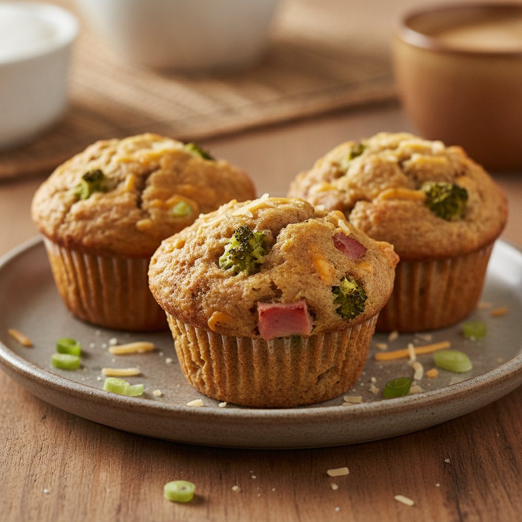 Ham and Cheese Savoury Muffins (Low-Chol)