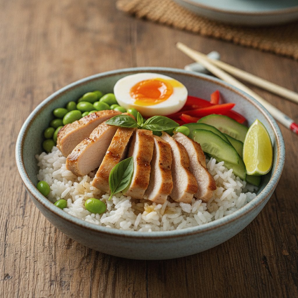 Thai Coconut Rice Bowl with Chicken (High-Protein)