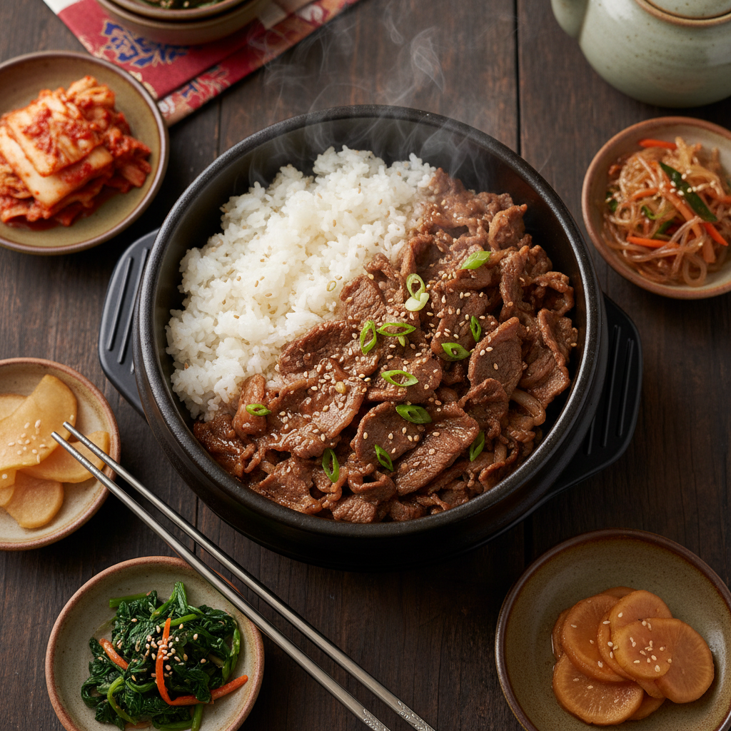 Bulgogi Bowl with Rice and Banchan