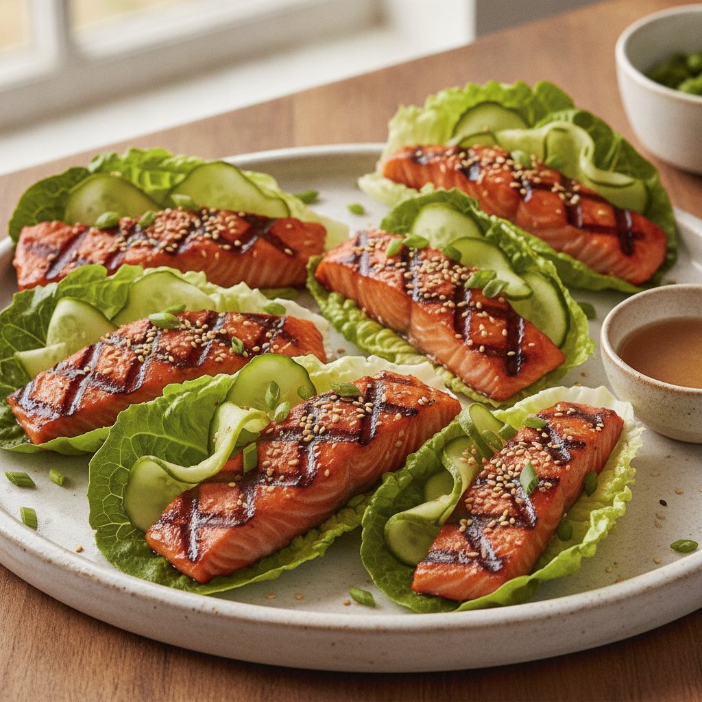 Grilled Salmon Lettuce Wraps