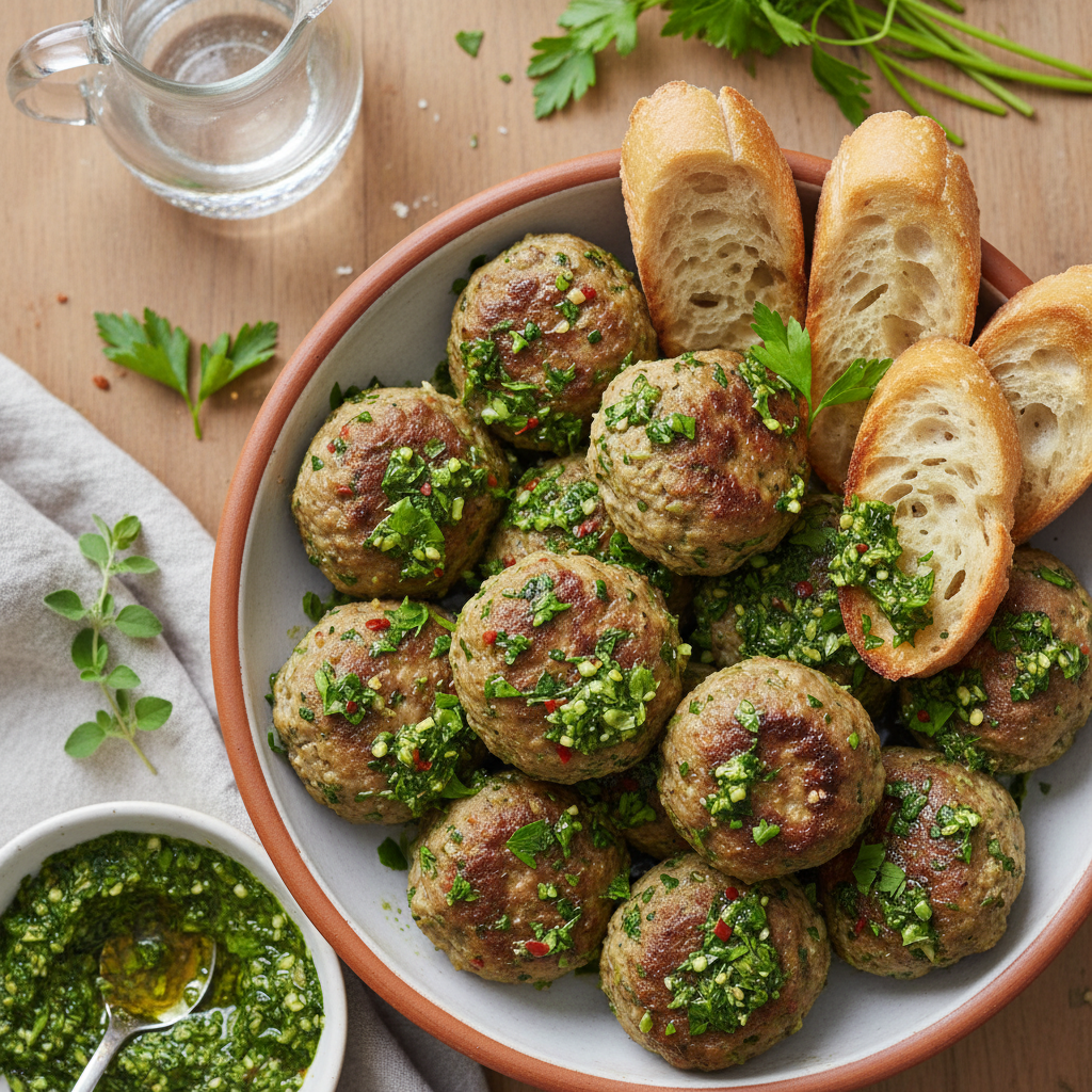 Baked Turkey Chimichurri Meatballs