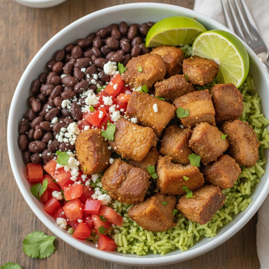 Carnitas Bowl — Braised Pork Rice Bowl (High-Protein)