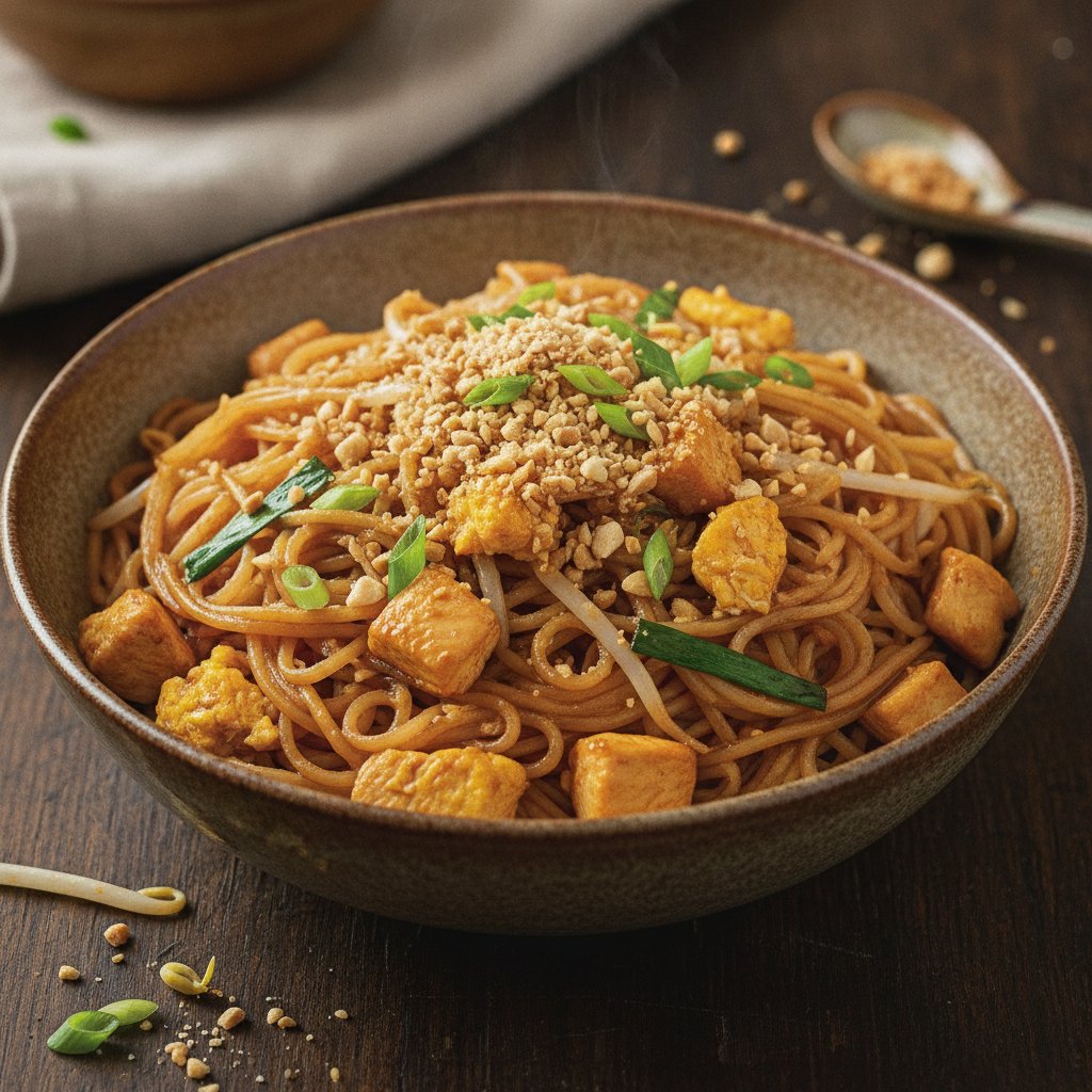 Stir-Fried Noodles With Chicken And Egg