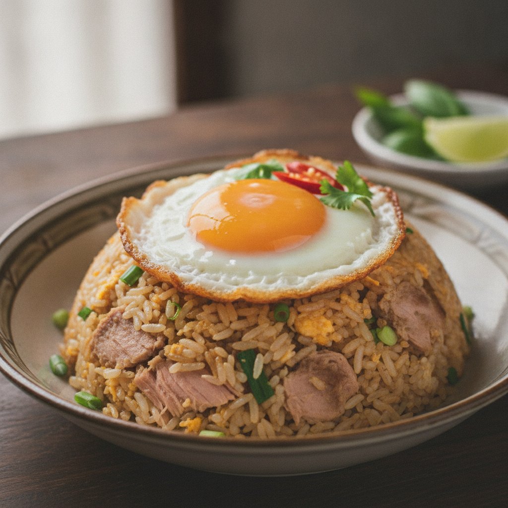 Tuna Fried Rice Topped with Egg