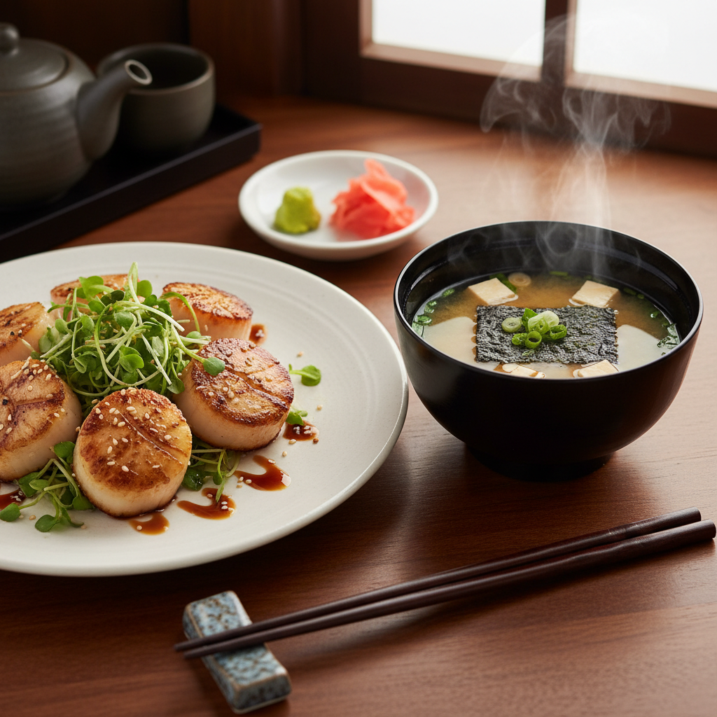 Grilled Scallop and Miso Soup