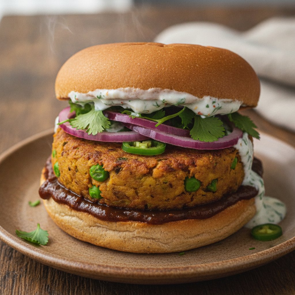 Spiced Potato Patty Burger (Gluten-Free)