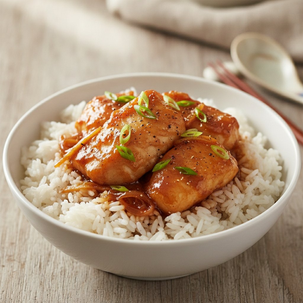 Steamed Rice with Braised Fish (Gluten-Free)
