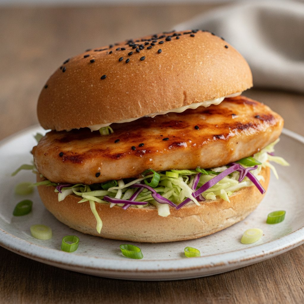 Japanese Teriyaki Chicken Burger (Low-Calorie)