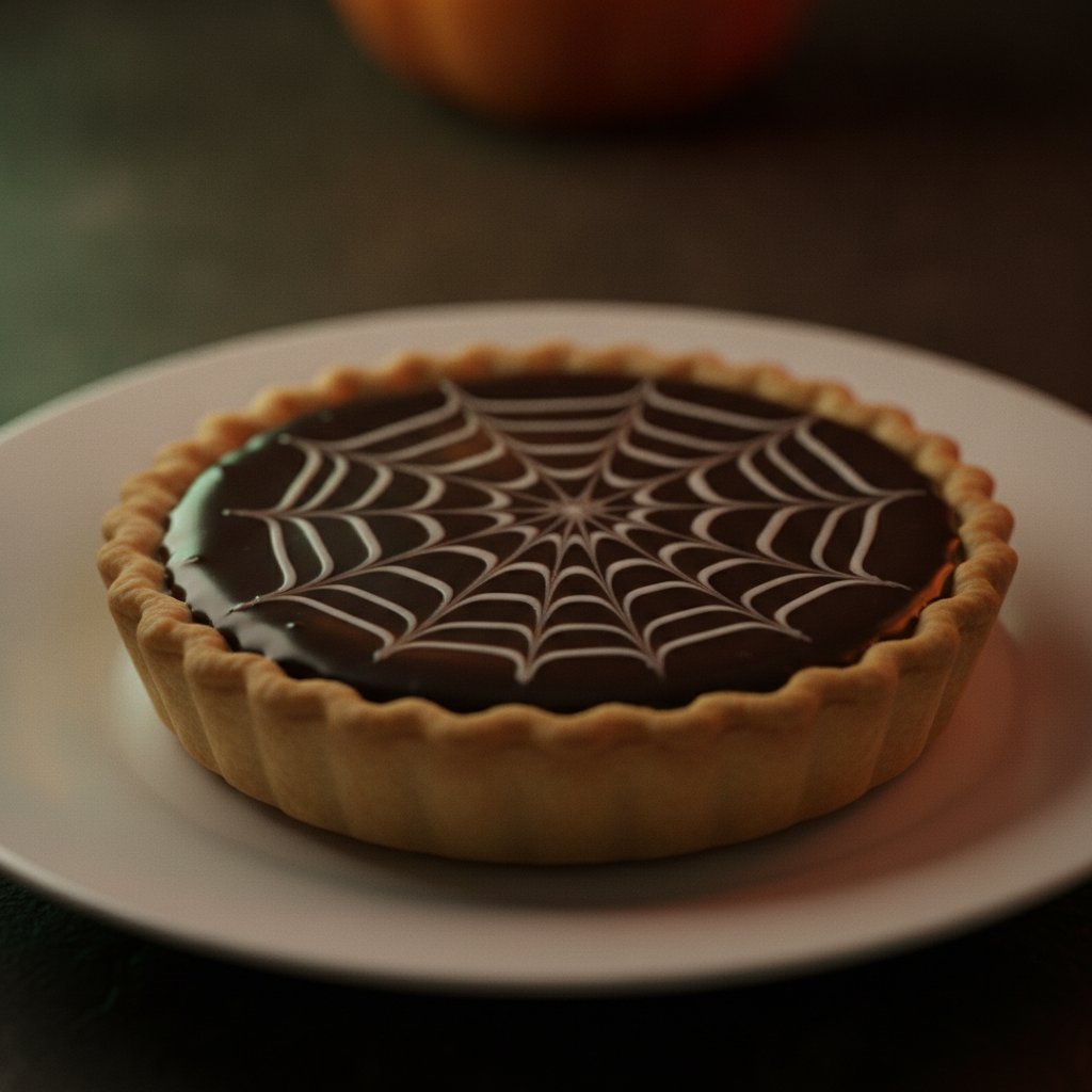 Chocolate Spiderweb Pies