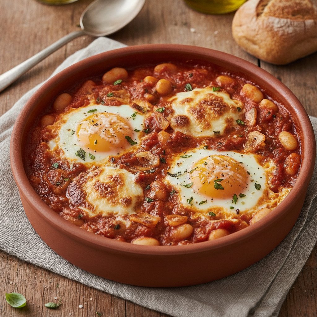 Baked Eggs with Tomato and Cheese (High-Protein)
