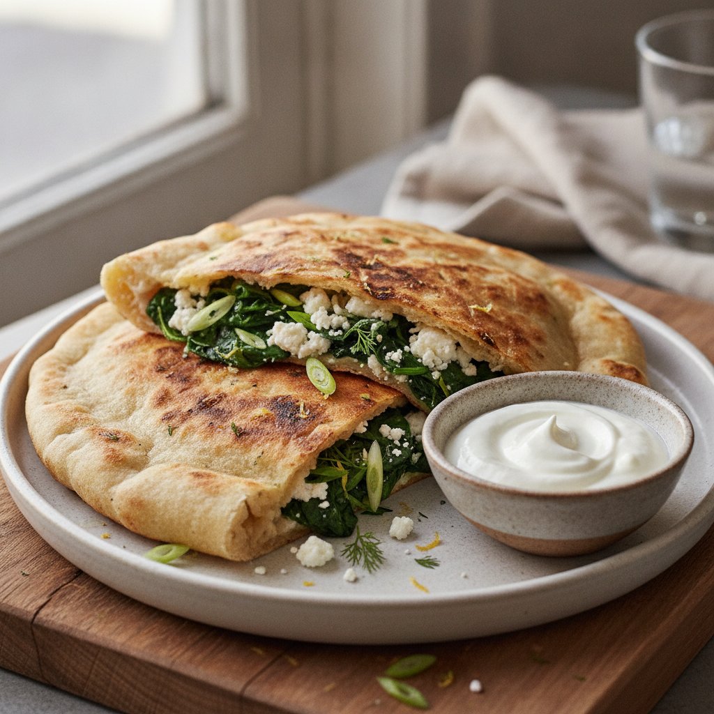 Spinach and Cheese Stuffed Flatbread