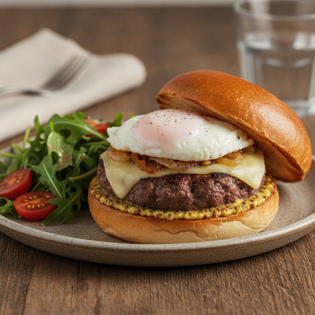Bistro Burger with Fried Egg (Low-Chol)