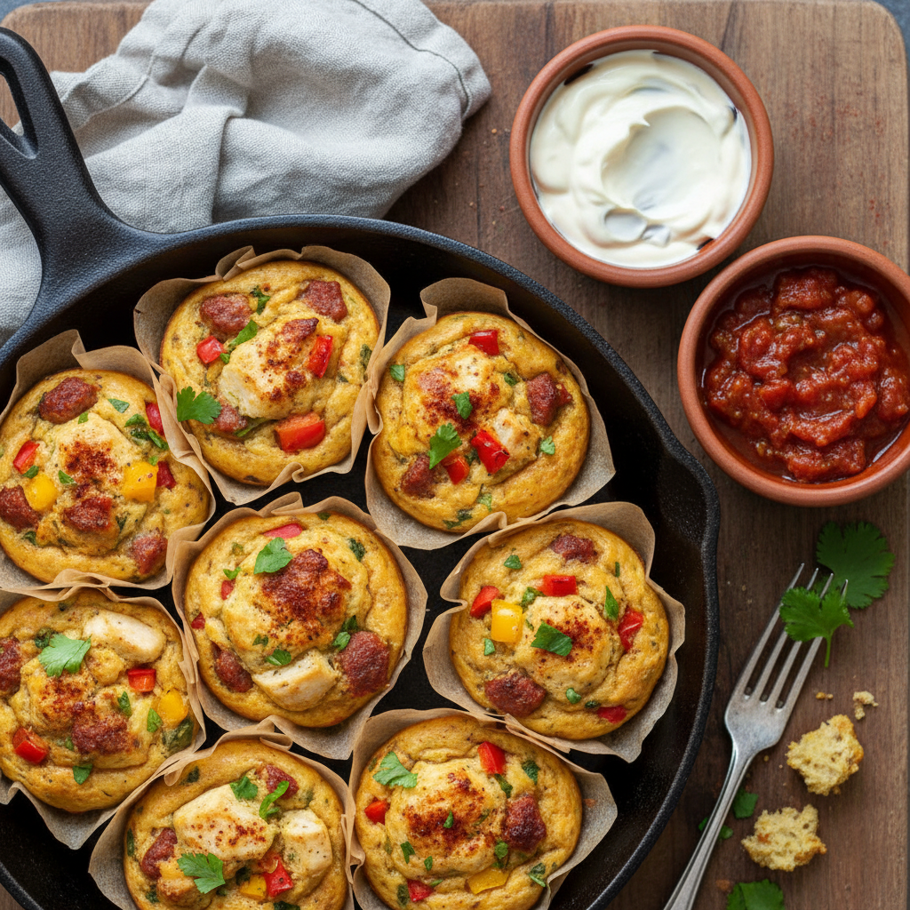 Baked Chicken Chorizo and Pepper Egg Muffins