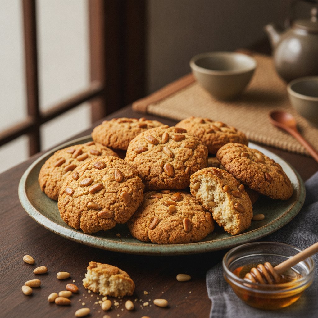 Pine Nut Cookies (Jatssal Gangjeong-Style Jut Garu Biscuits)
