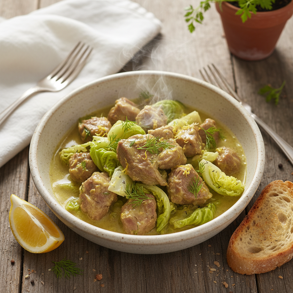 Braised Lamb with Lemon Sauce — Arnaki Fricassee