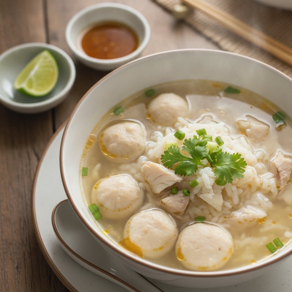 Rice Soup With Fish Balls