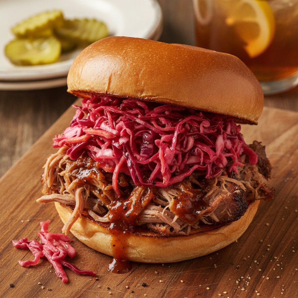 Carolina pulled pork with red slaw