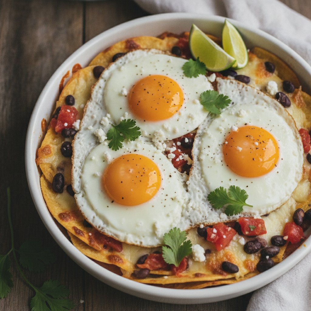 Tortilla Casserole With Fried Eggs